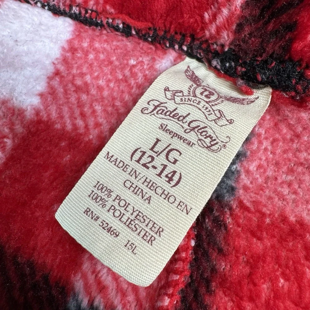 Faded Glory Lot of 2 Womens Large Sleepwear Pants Plaid Hearts Red Pink Pajama
